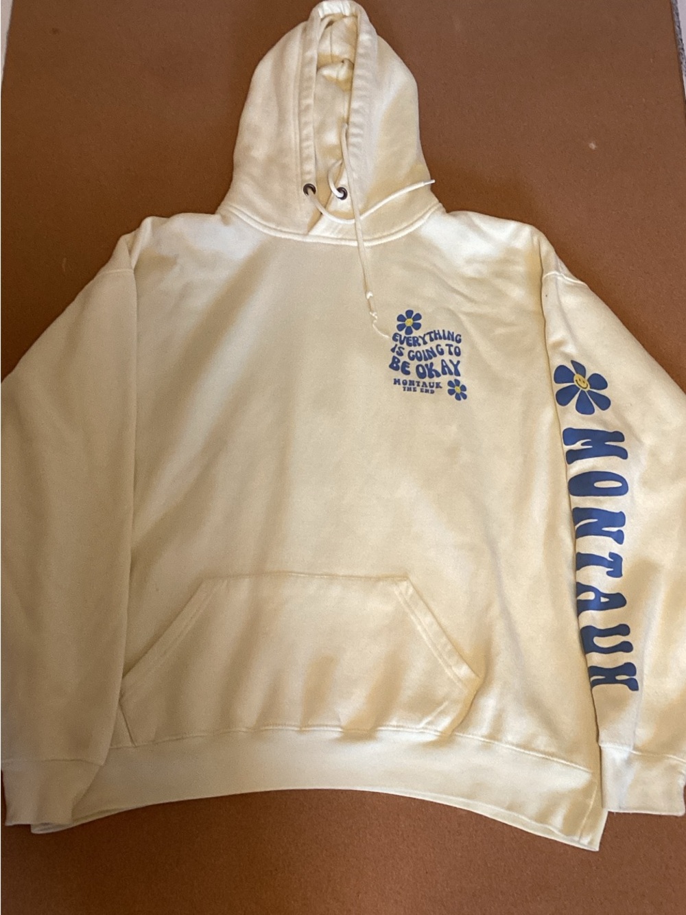 Montauk 'Everything Is Going to Be Okay' Yellow Hoodie minor stains